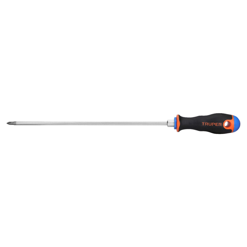 Desarmador de cruz 3/16' x 10' mango Comfort Grip, Truper Caja con 6, 100837