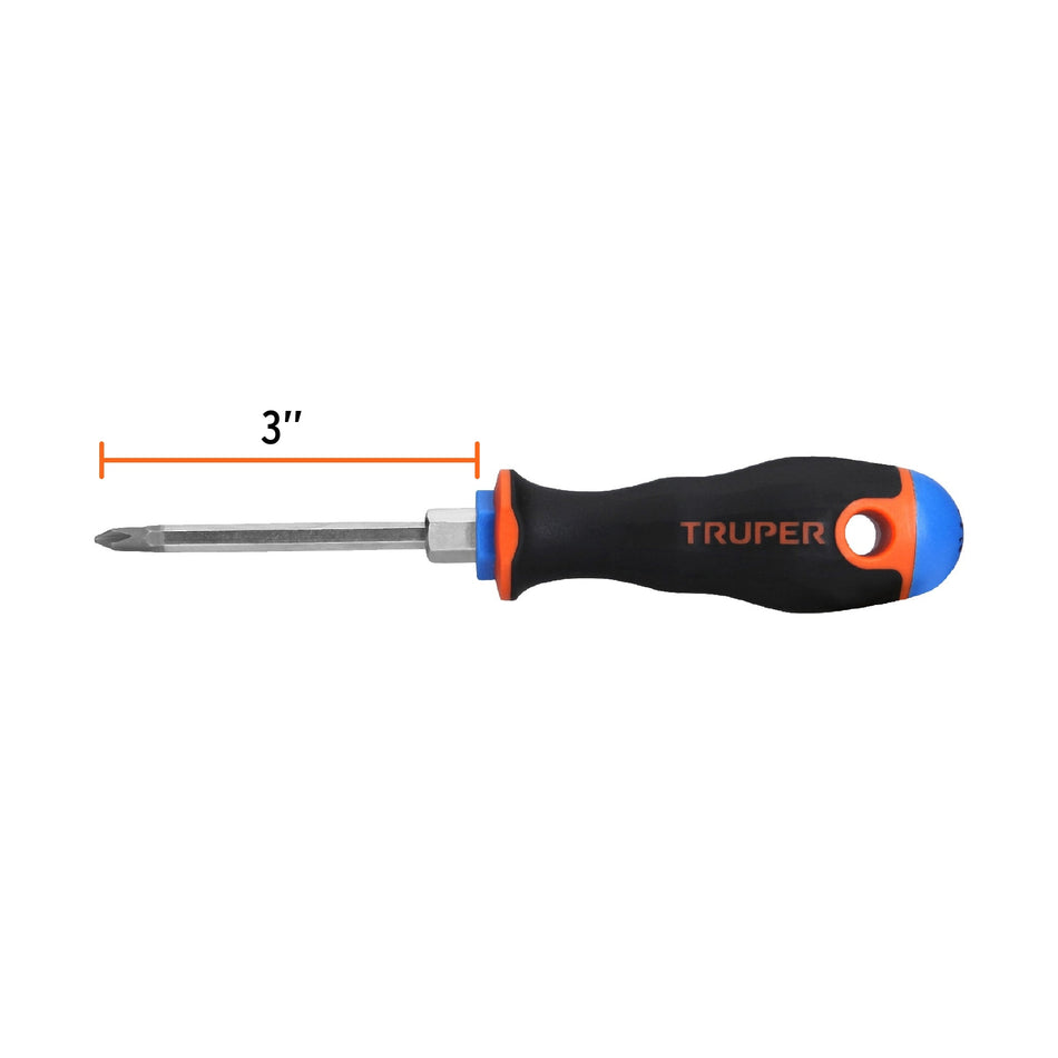 Desarmador de cruz 3/16' x 3' mango Comfort Grip, Truper Caja con 6, 14064