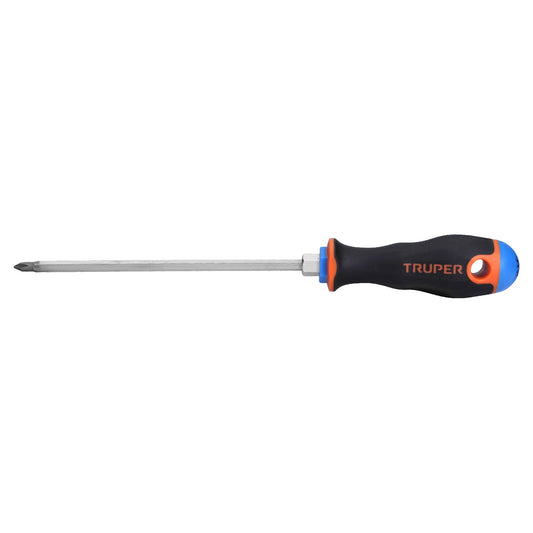Desarmador de cruz 3/16' x 6' mango Comfort Grip, Truper Caja con 6, 14067