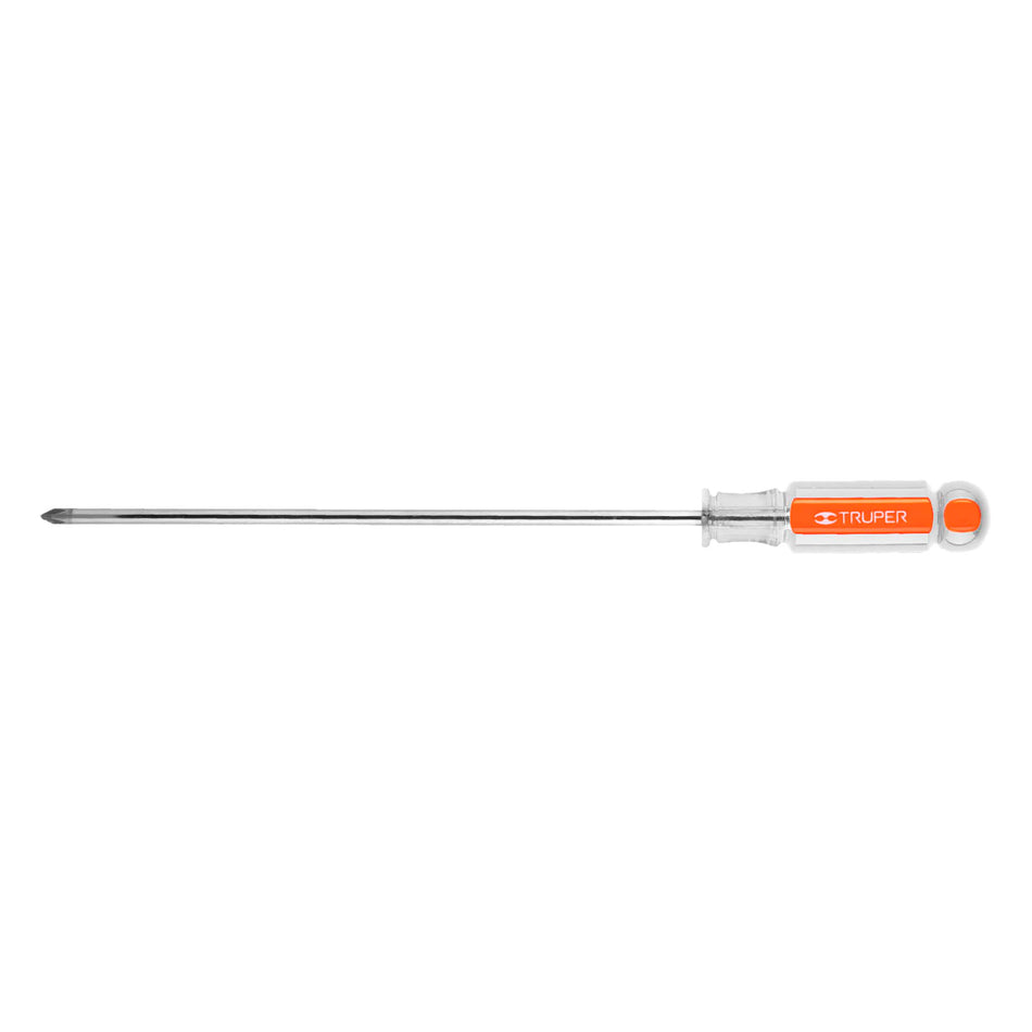 Desarmador de cruz 3/16' x 8' mango de acetato, Truper Caja con 6, 14068