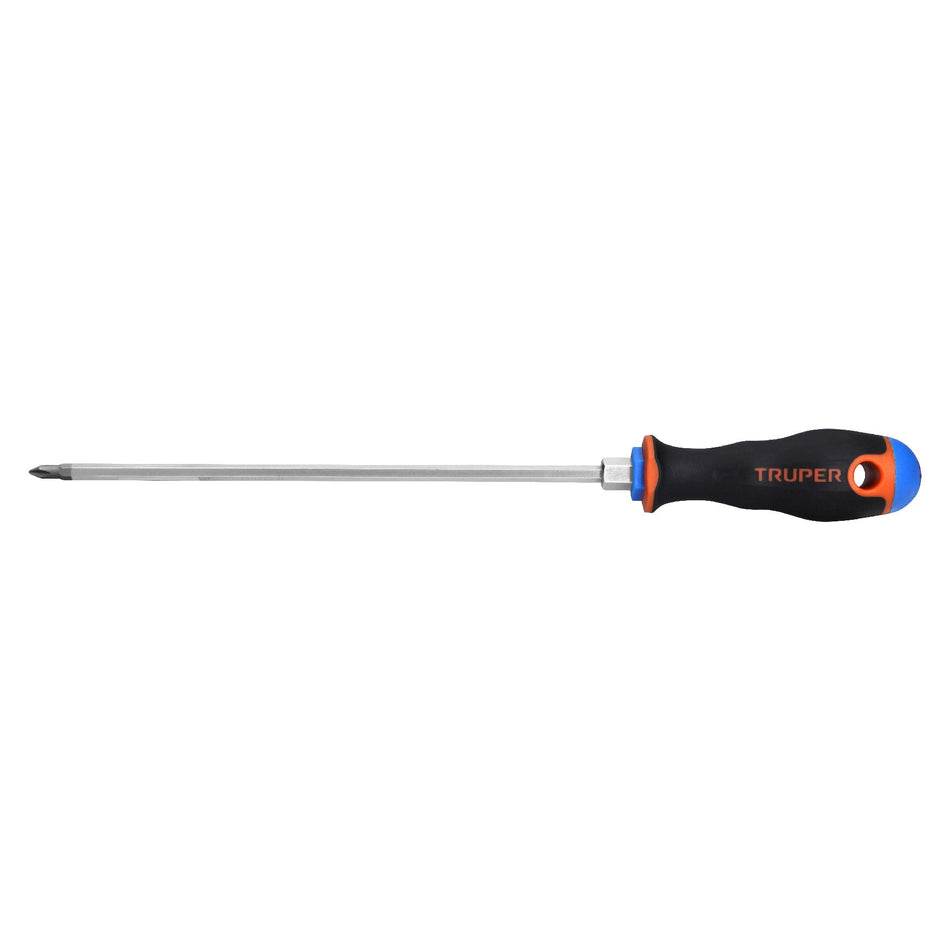Desarmador de cruz 3/16' x 8' mango Comfort Grip, Truper Caja con 6, 14070