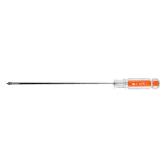 Desarmador de cruz 3/16' x 8' mango de acetato, Truper Caja con 6, 14068