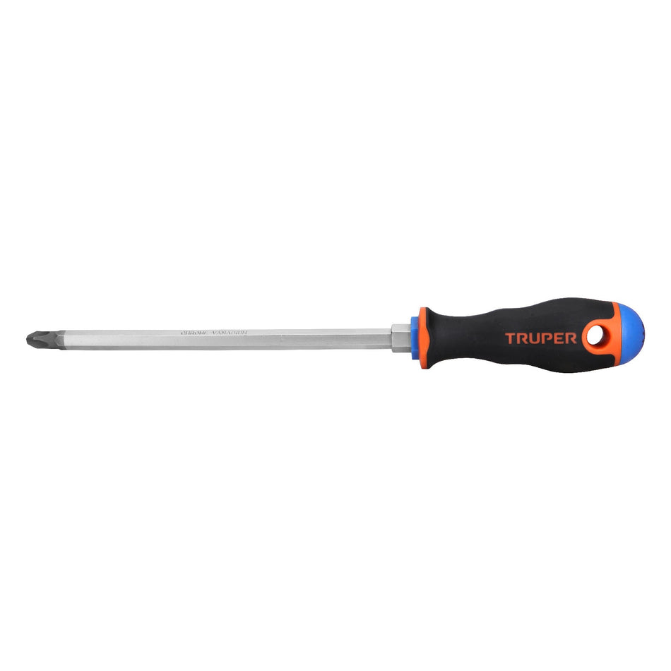 Desarmador de cruz 3/8' x 8' mango Comfort Grip, Truper Caja con 6, 100839