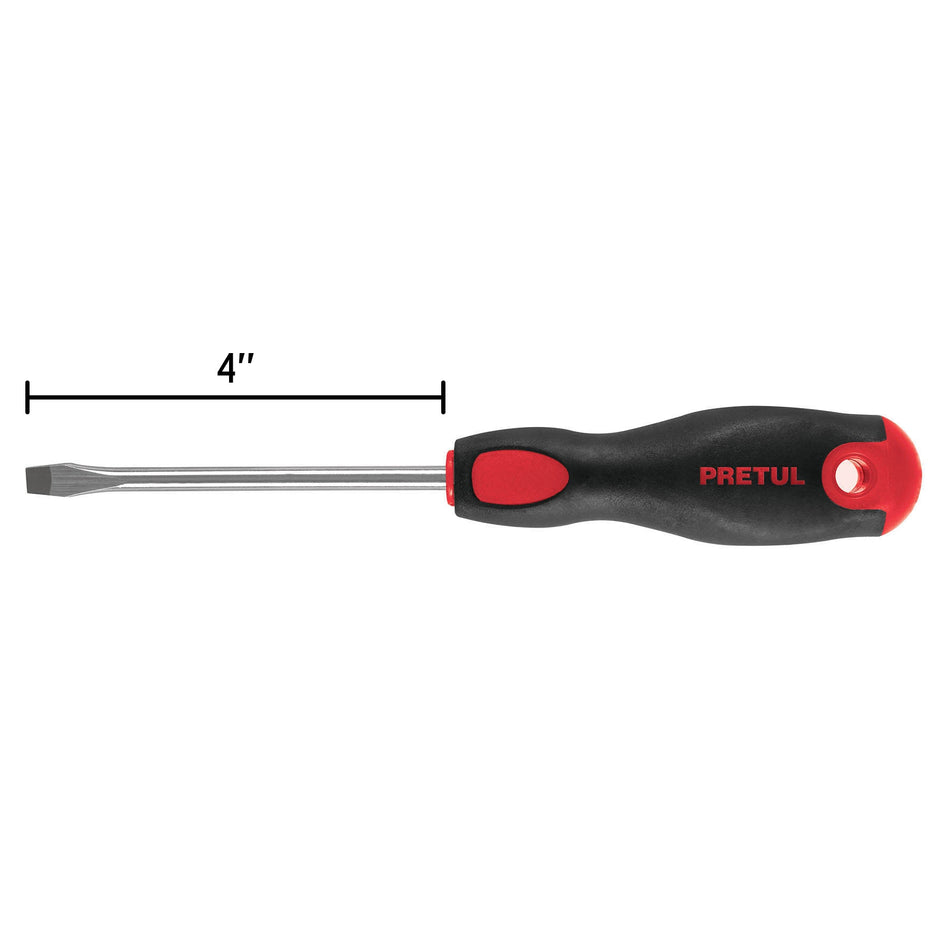 Desarmador plano 1/4' x 4'mango Comfort Grip, Pretul Caja con 6, 21481