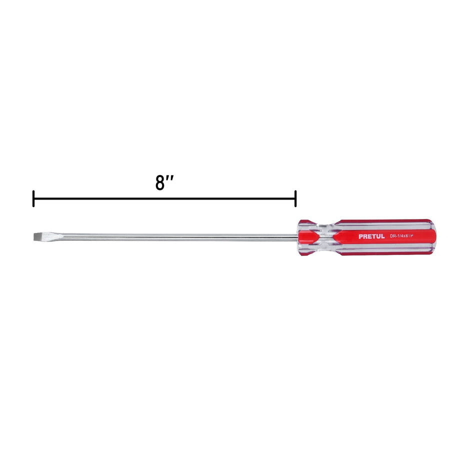 Desarmador plano 1/4 x 8' mango de PVC, Pretul Caja con 6, 21460