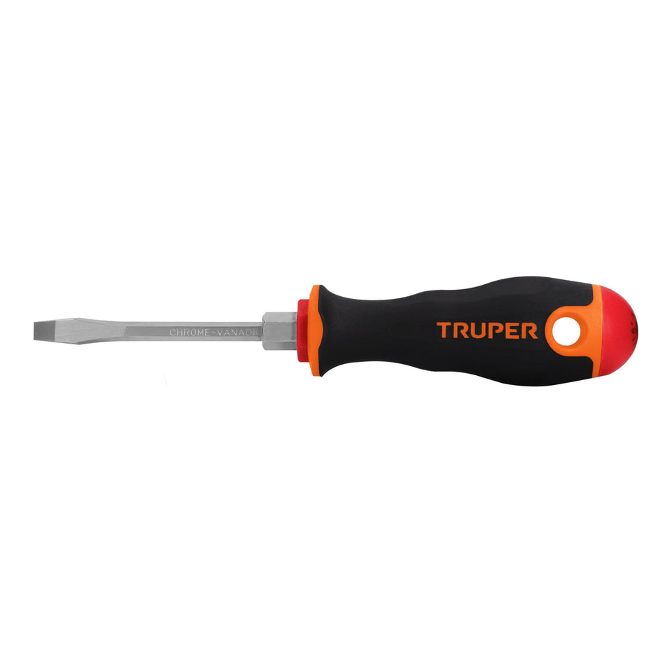 Desarmador plano 3/16' x 3' mango Comfort Grip, Truper Caja con 6, 100831