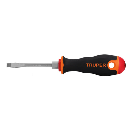 Desarmador plano 3/16' x 3' mango Comfort Grip, Truper Caja con 6, 100831