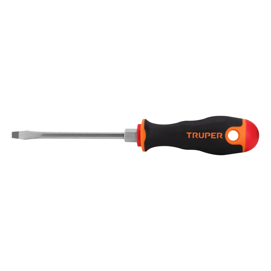 Desarmador plano 3/16' x 4' mango Comfort Grip, Truper Caja con 6, 13992