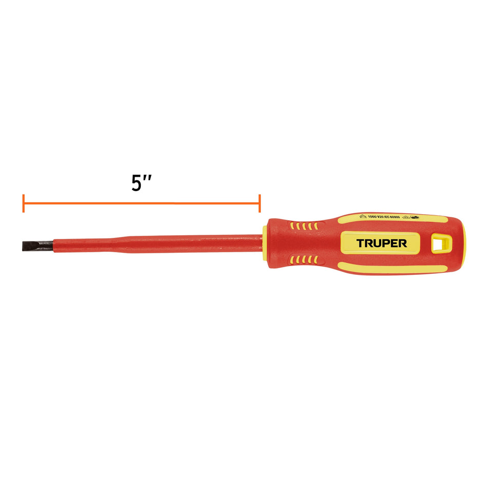 Desarmador dieléctrico plano 7/32' x 5', Truper Caja con 6, 102242