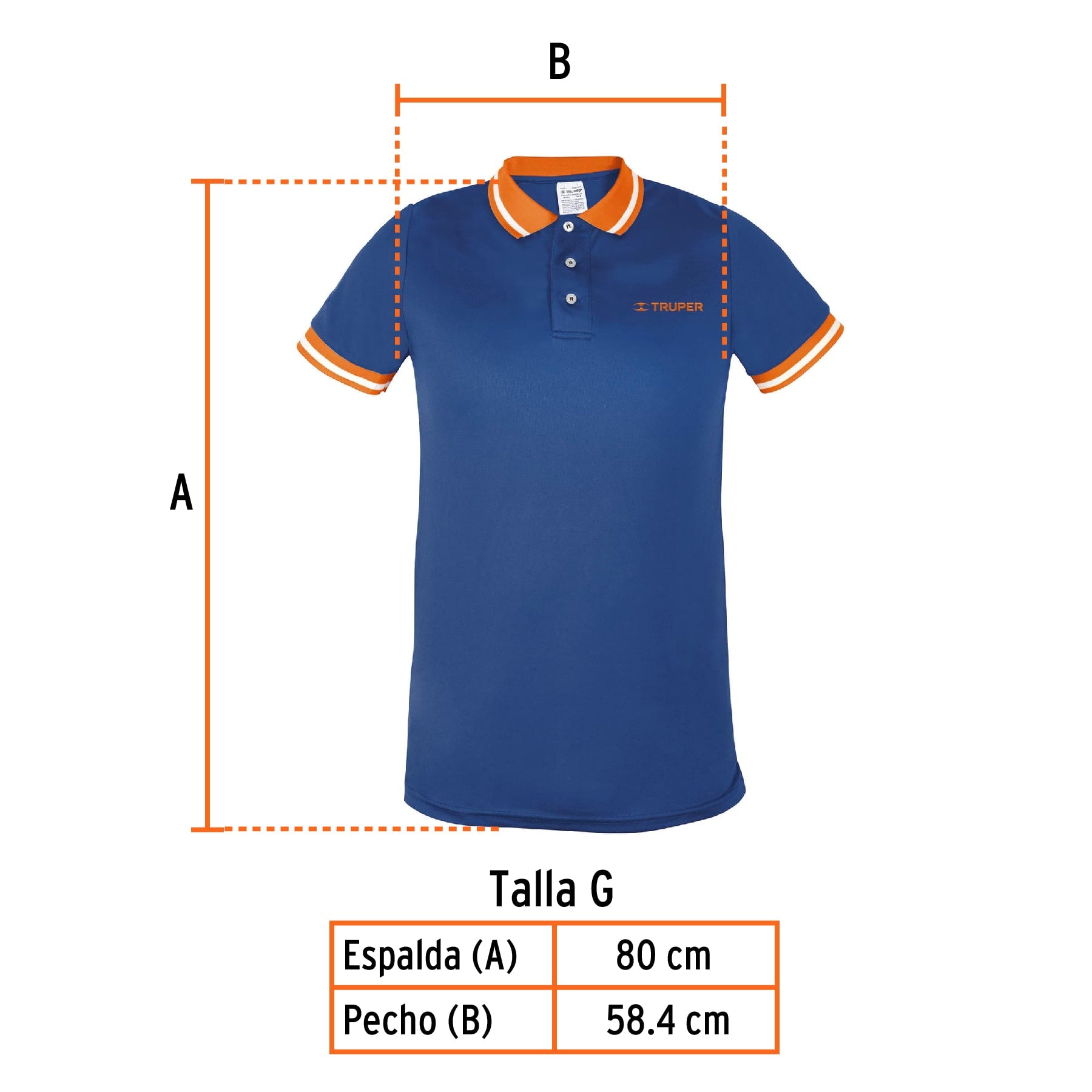 Playera polo performance para hombre, azul, G, Truper, 69967