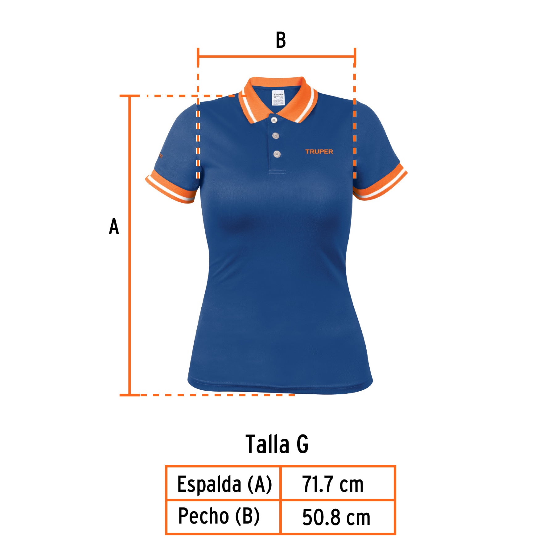 Playera polo performance para mujer, azul, G, Truper, 69972