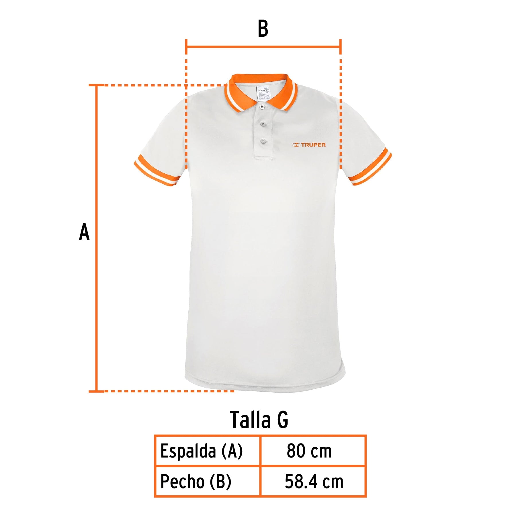 Playera polo performance para hombre, blanca, G, Truper, 69975