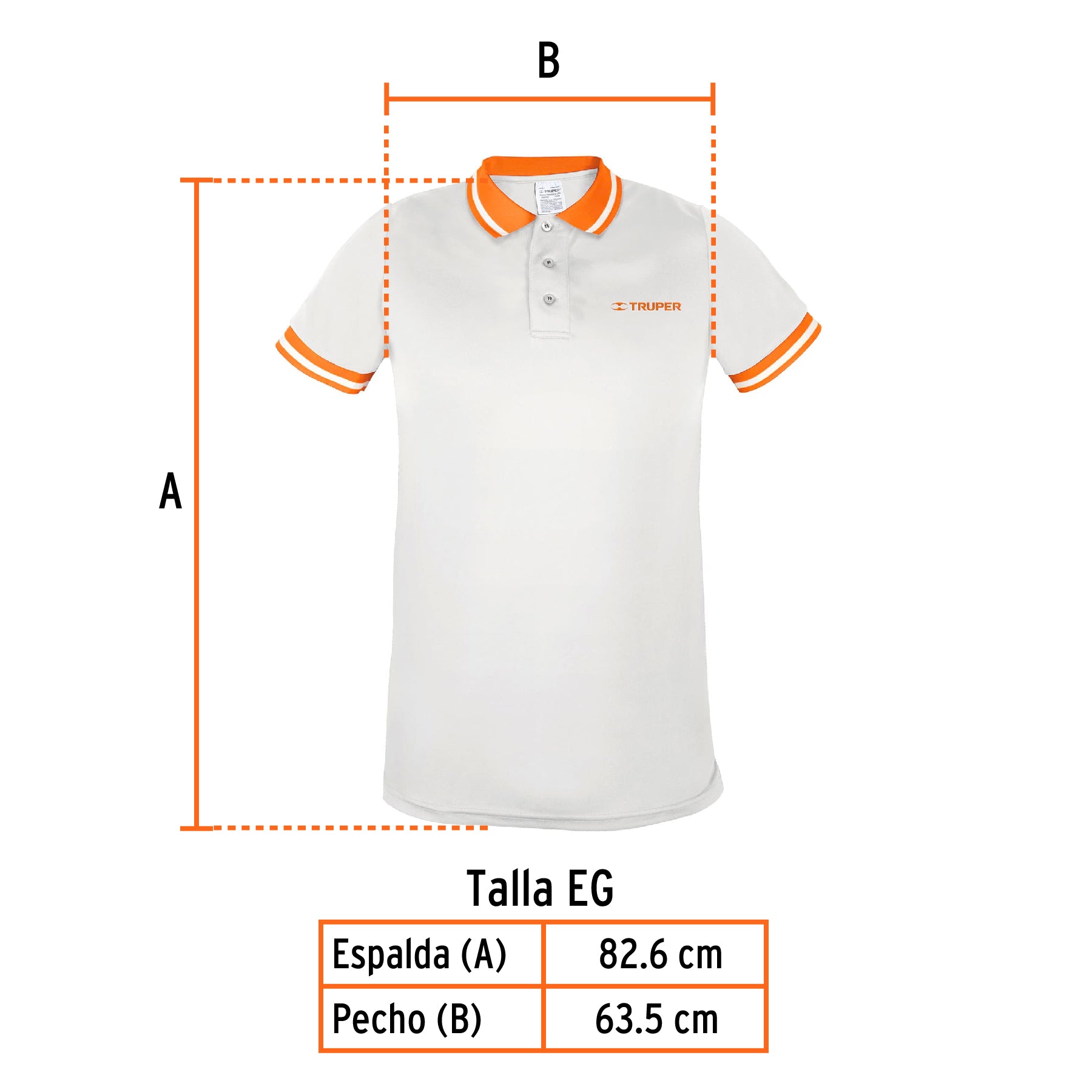 Playera polo performance para hombre, blanca, EG, Truper, 69976