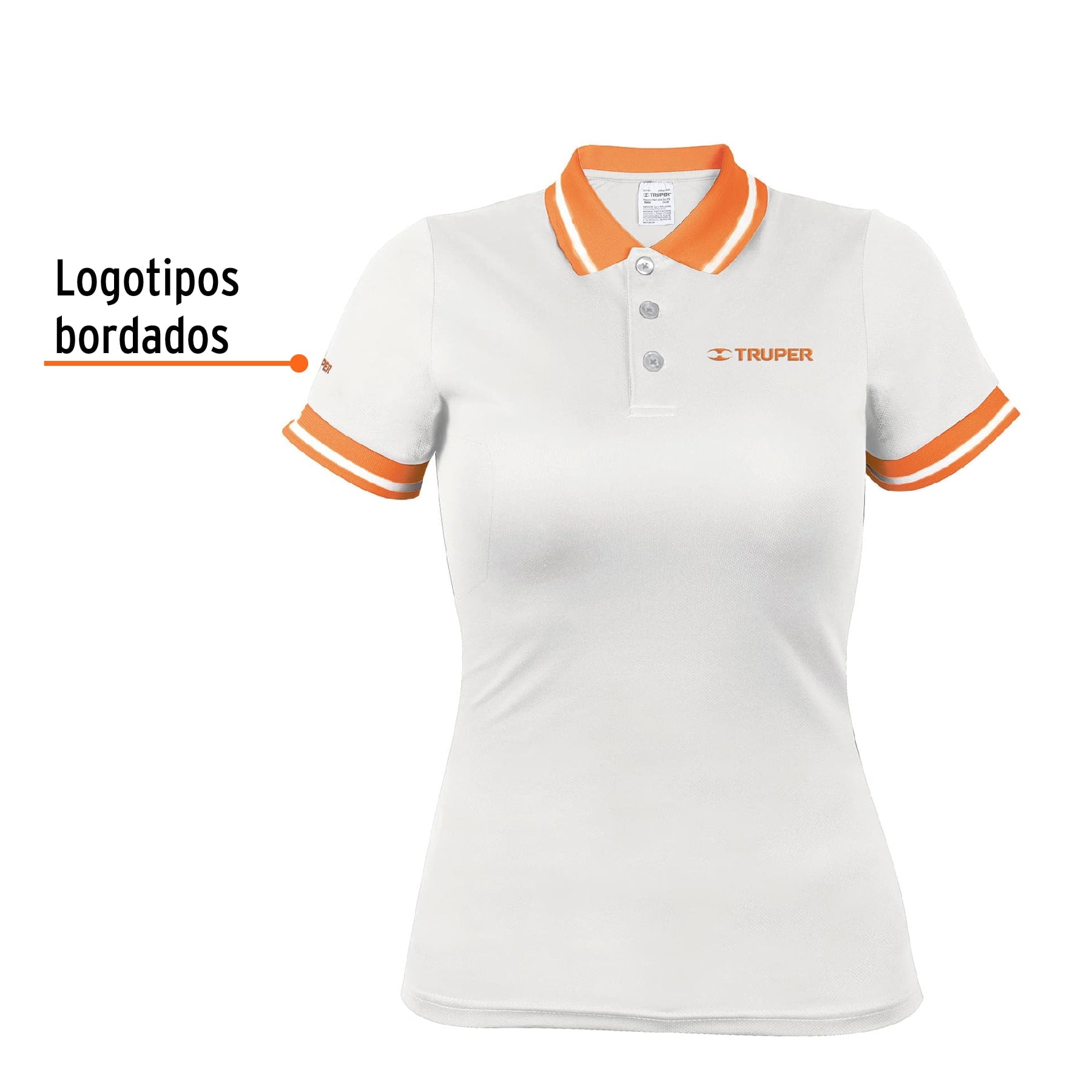 Playera polo performance para mujer, blanca, G, Truper, 69980