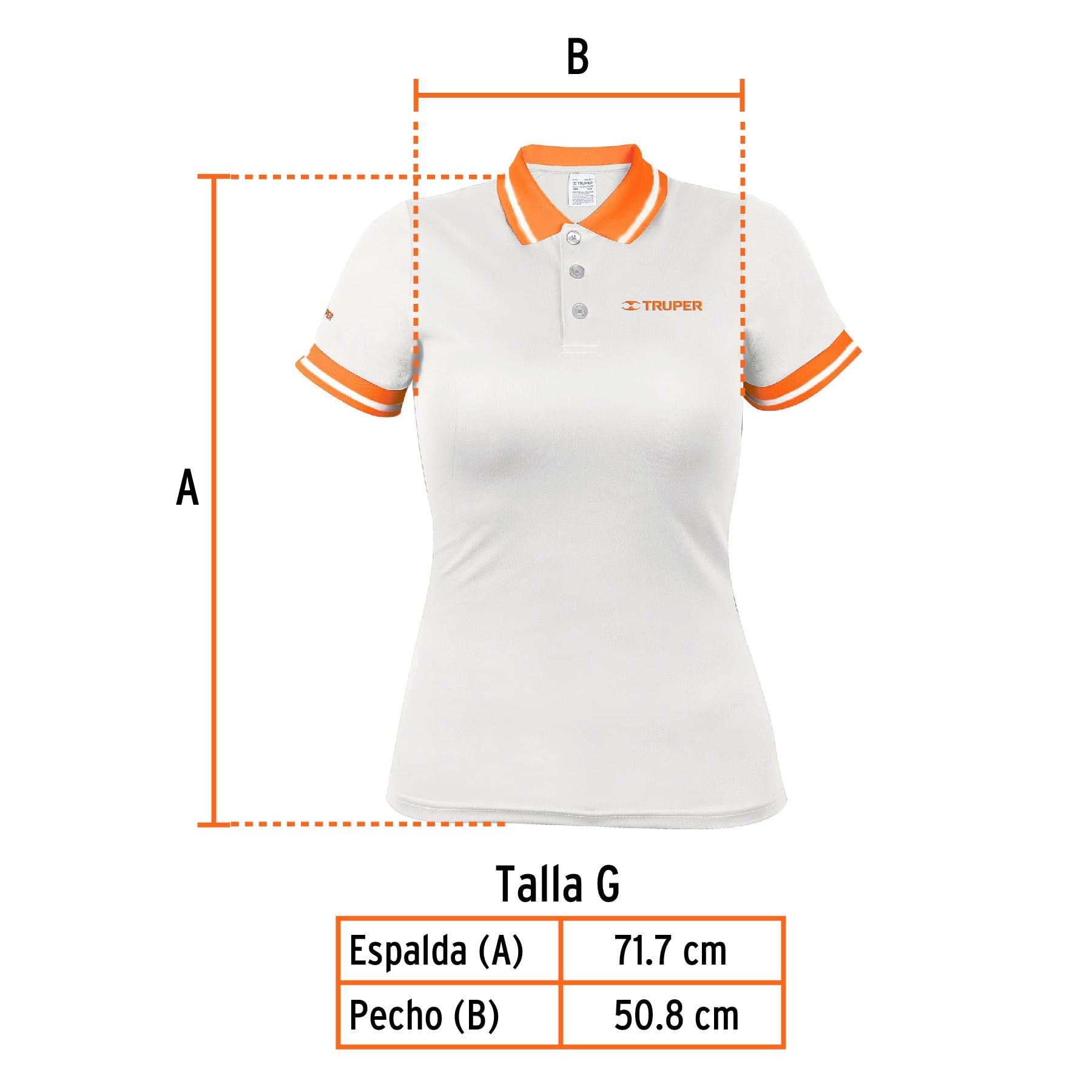 Playera polo performance para mujer, blanca, G, Truper, 69980