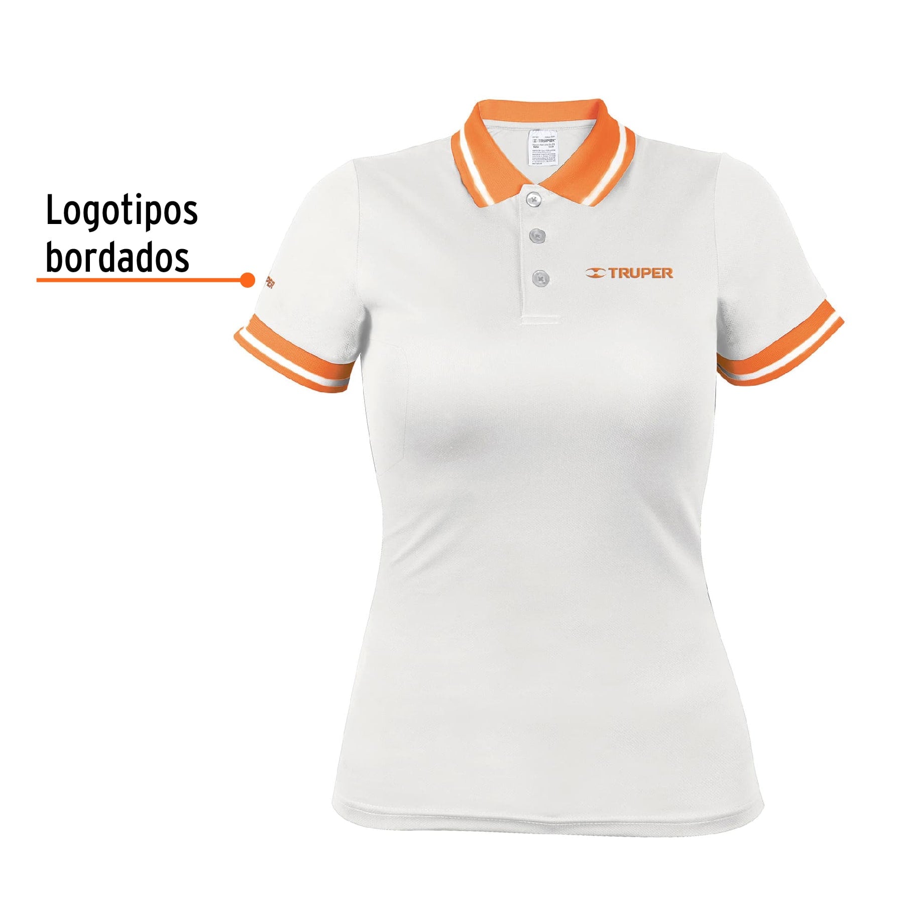 Playera polo performance para mujer, blanca, M, Truper, 69979