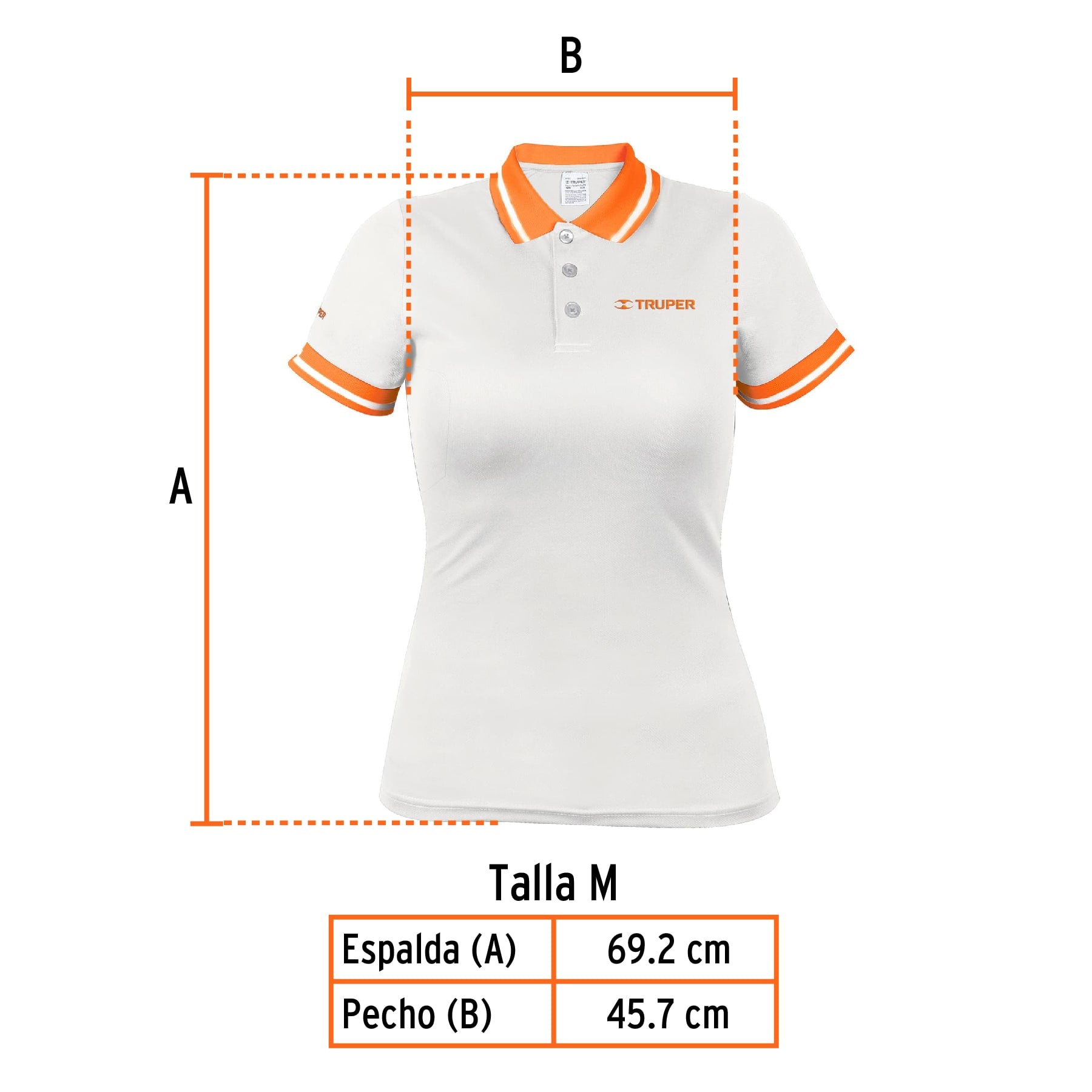 Playera polo performance para mujer, blanca, M, Truper, 69979