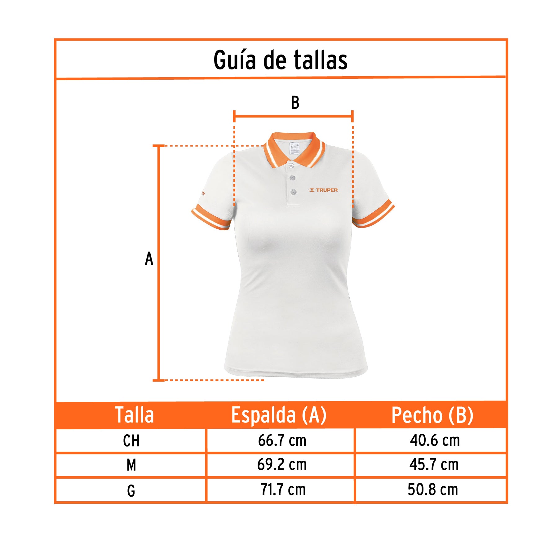 Playera polo performance para mujer, blanca, CH, Truper, 69978