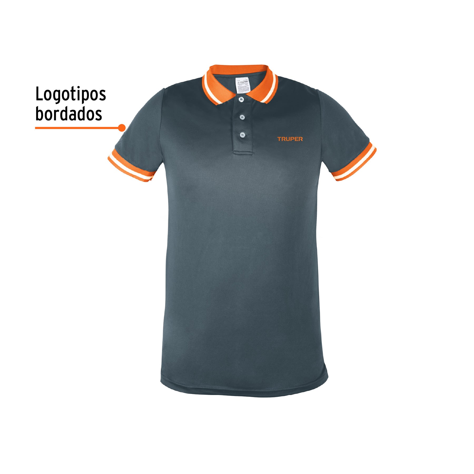 Playera polo performance para hombre, gris, G, Truper, 61083