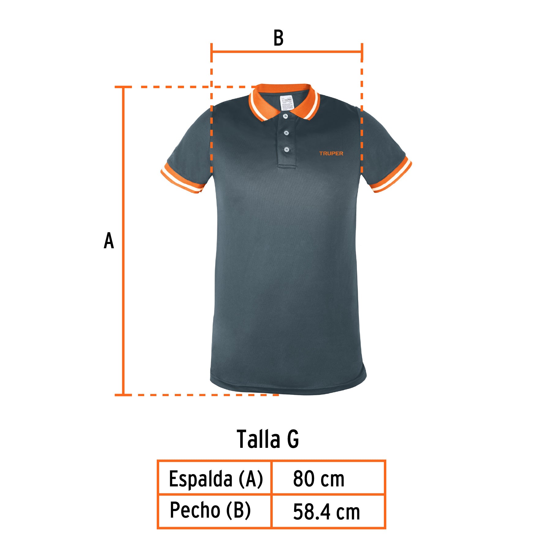 Playera polo performance para hombre, gris, G, Truper, 61083