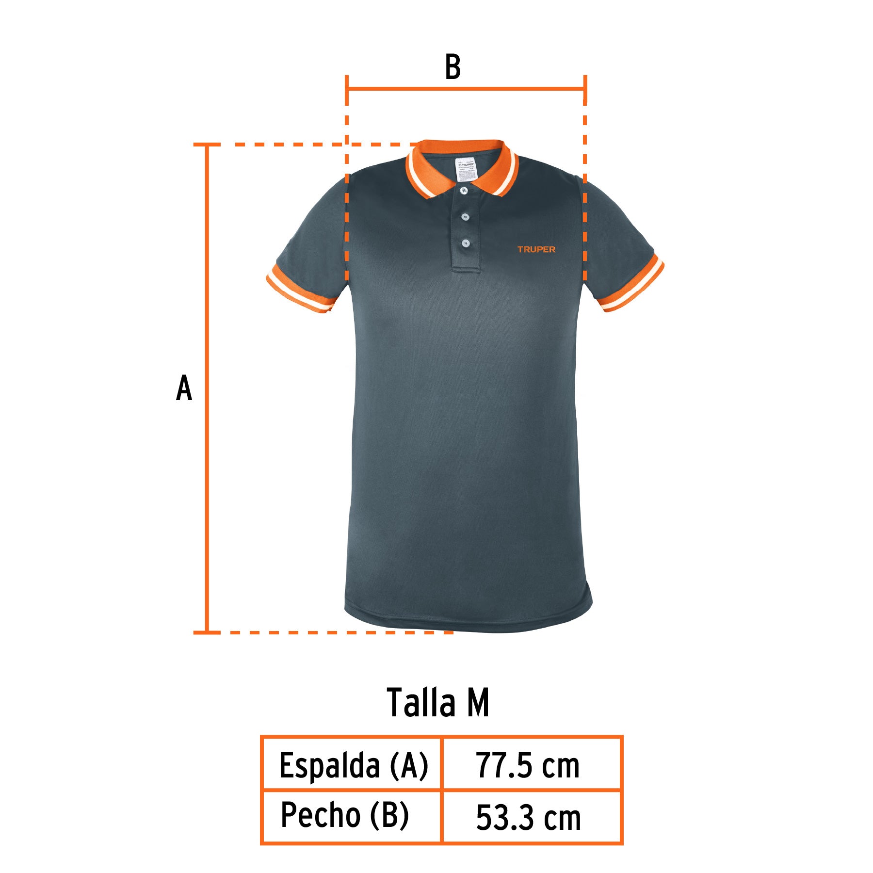 Playera polo performance para hombre, gris, M, Truper, 61082