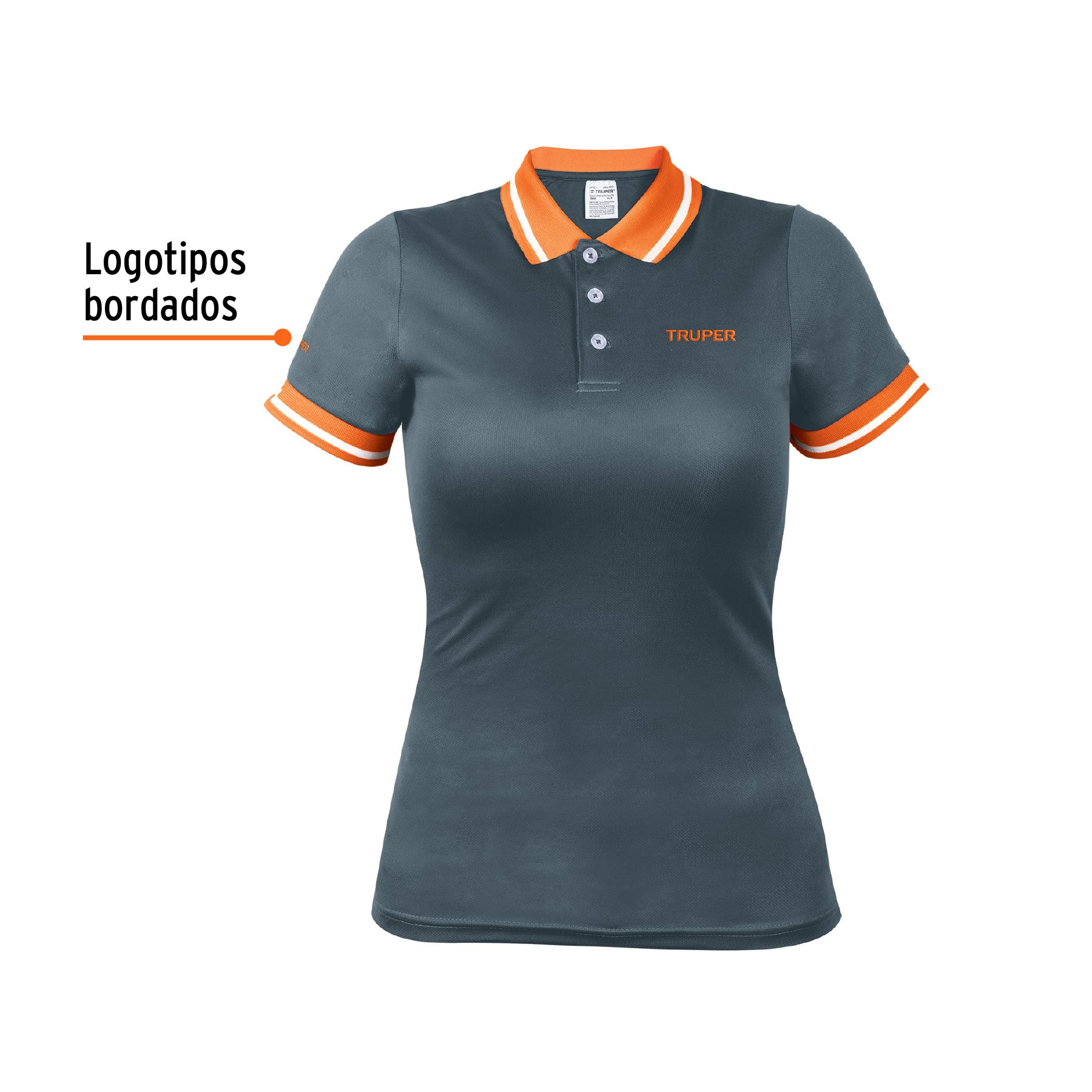 Playera polo performance para mujer, gris, G, Truper, 61088