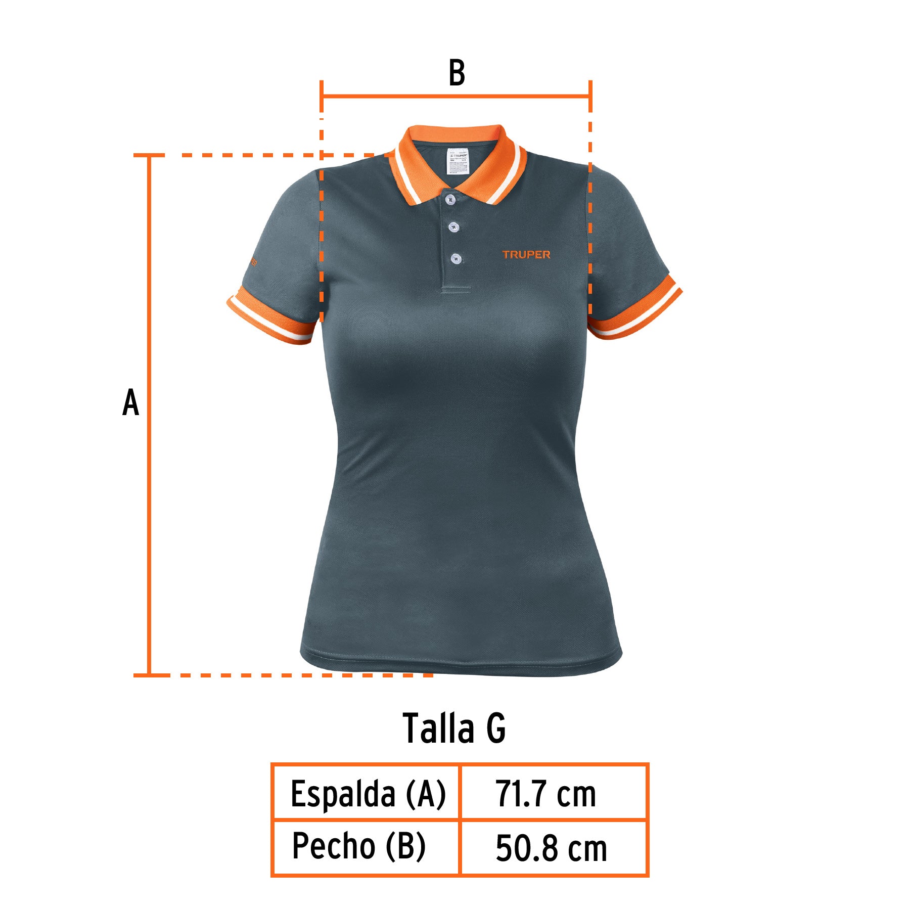 Playera polo performance para mujer, gris, G, Truper, 61088