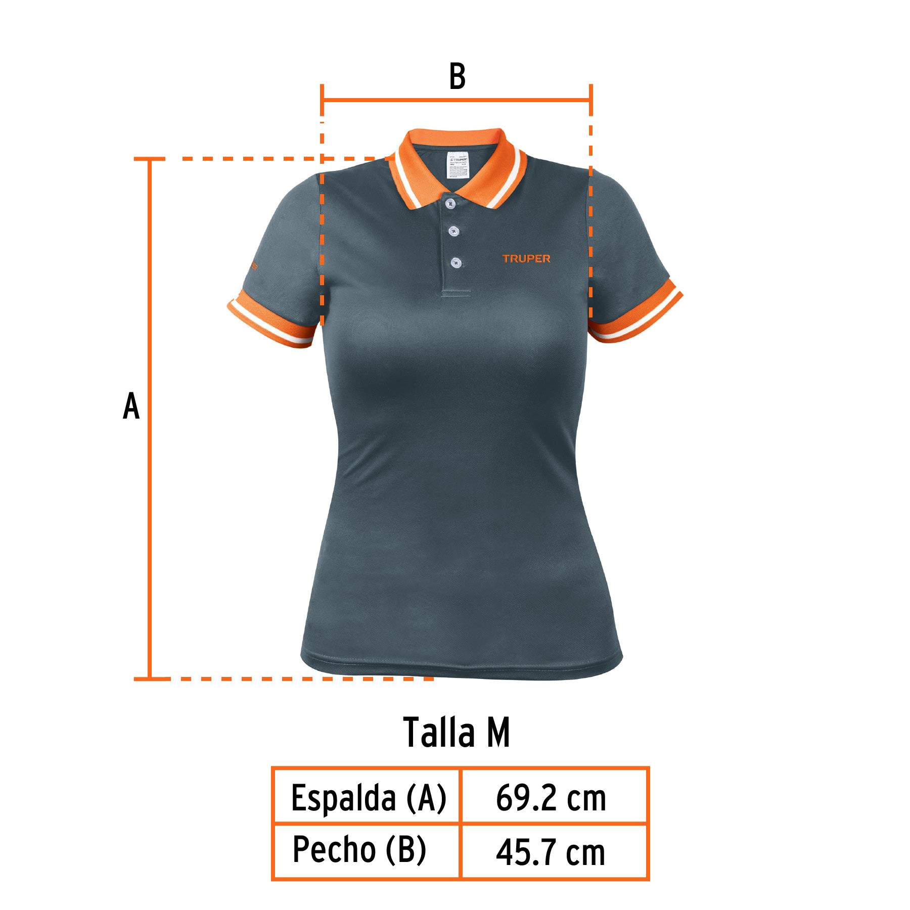 Playera polo performance para mujer, gris, M, Truper, 61087