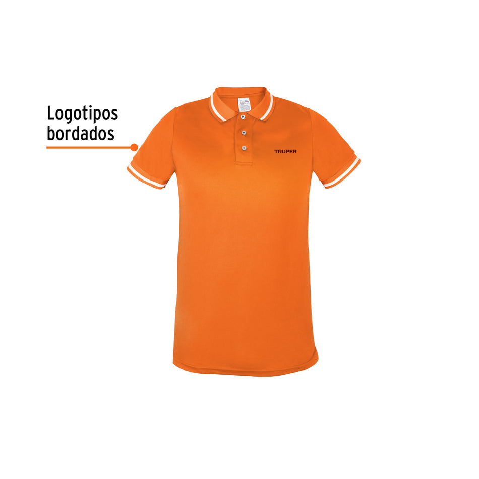 Playera polo performance para hombre, naranja, G, Truper, 69983