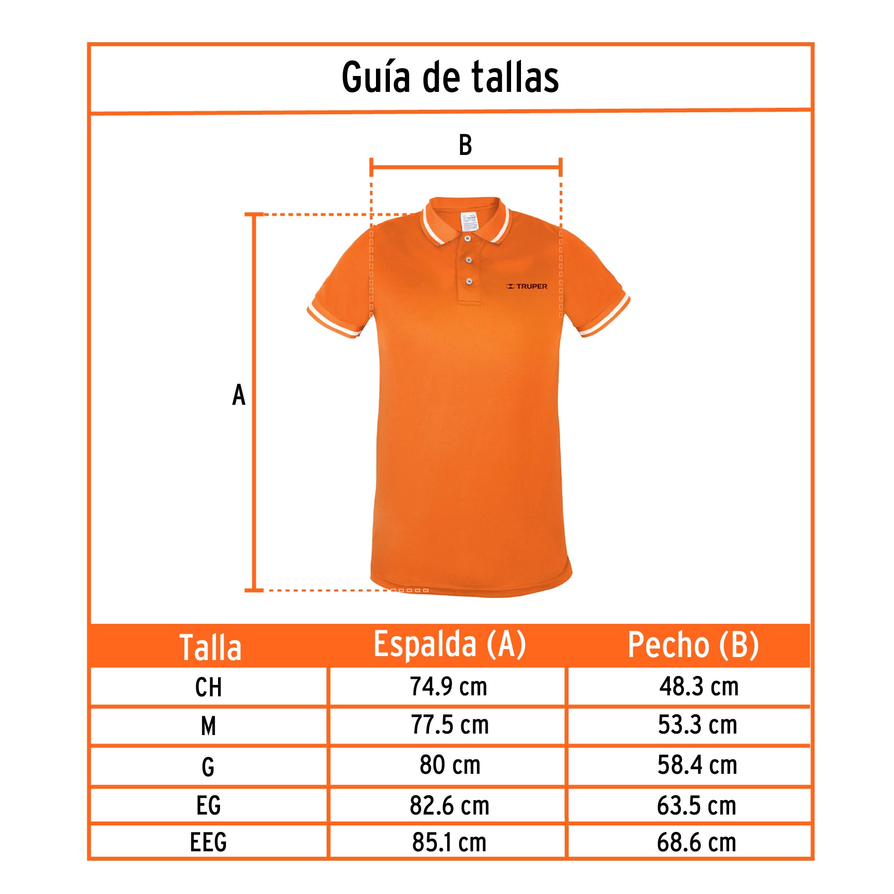 Playera polo performance para hombre, naranja, EEG, Truper, 69985