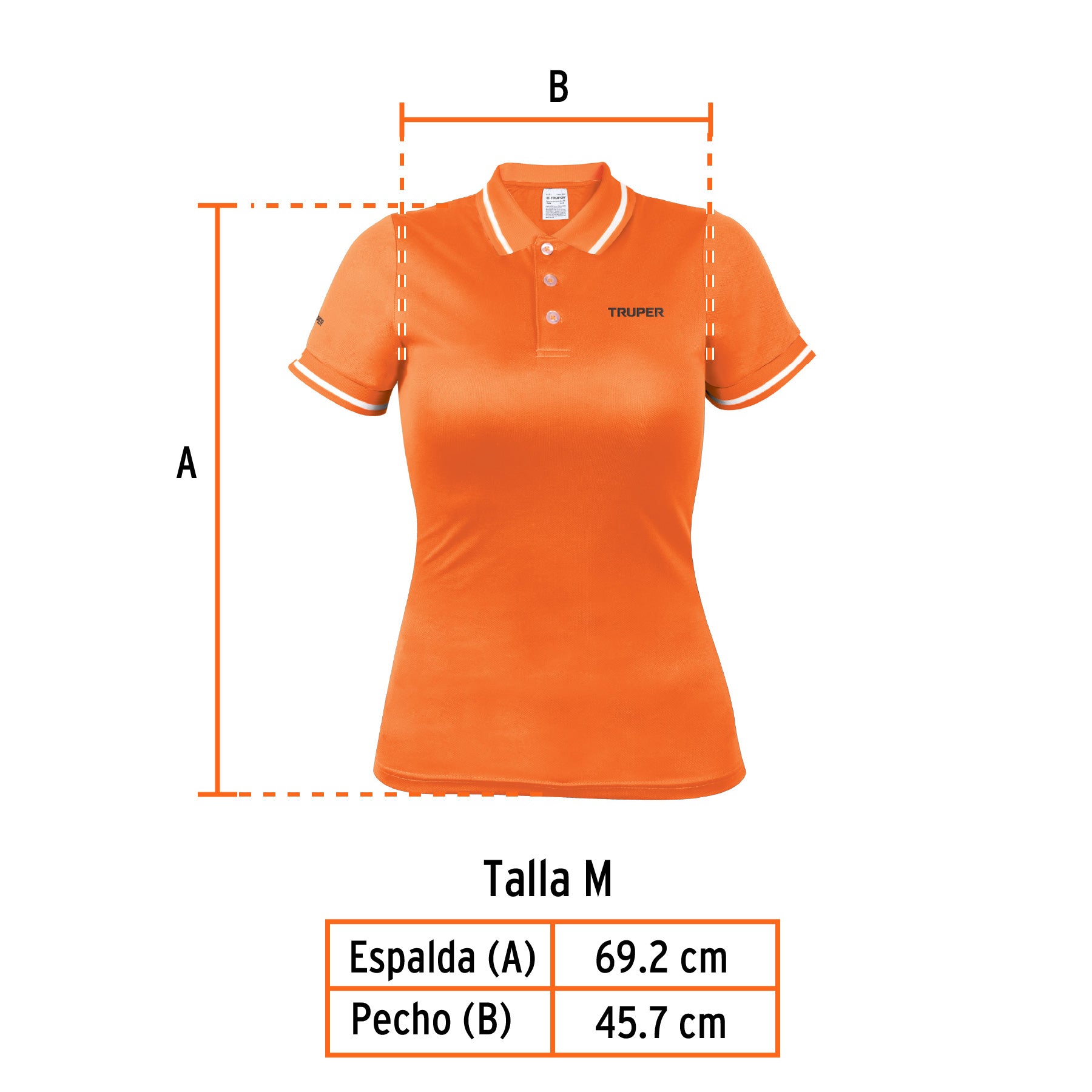 Playera polo performance para mujer, naranja, M, Truper, 69987