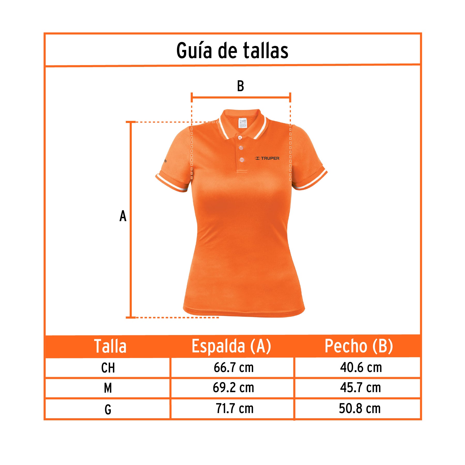 Playera polo performance para mujer, naranja, CH, Truper, 69986