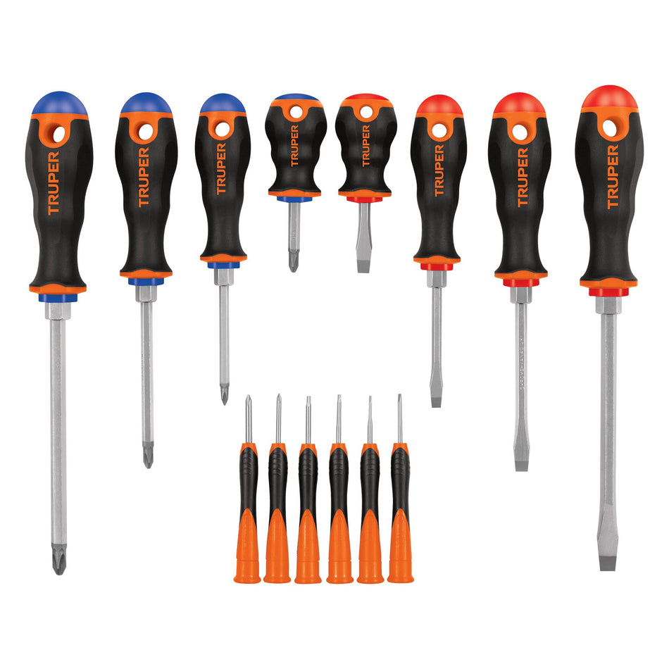 Juego de 8 desarmadores mango Comfort Grip y 6 de joyero Caja con 5, 14197