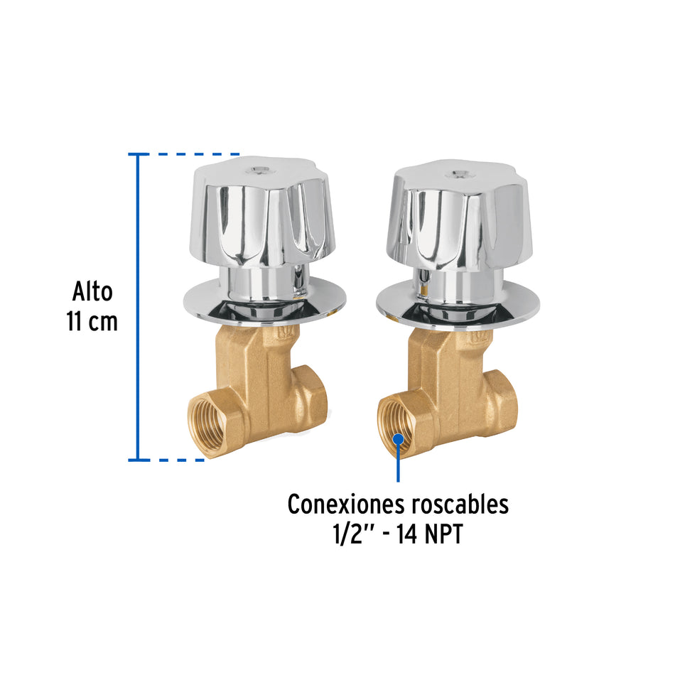 Juego llaves empotrar roscables, maneral metálico, Basic Caja con 4, 49800