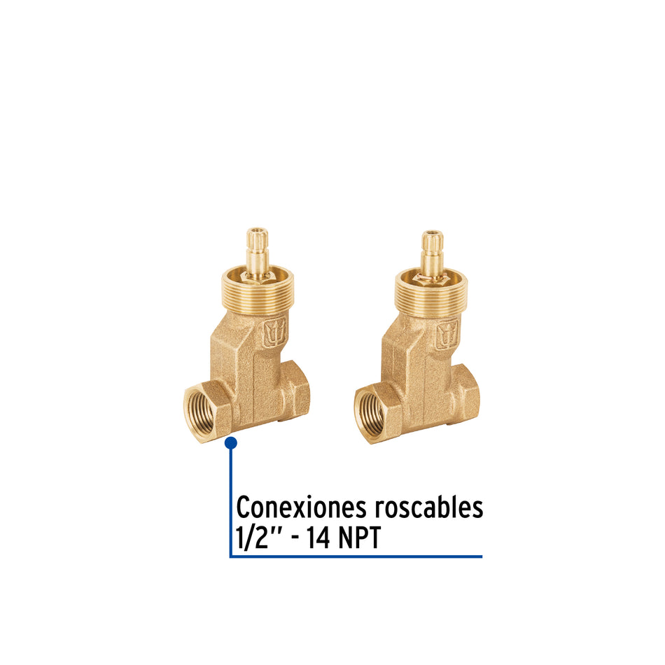 Juego llaves empotrar roscables, 1/4 vuelta, s/maneral,Foset Caja con 2, 49601