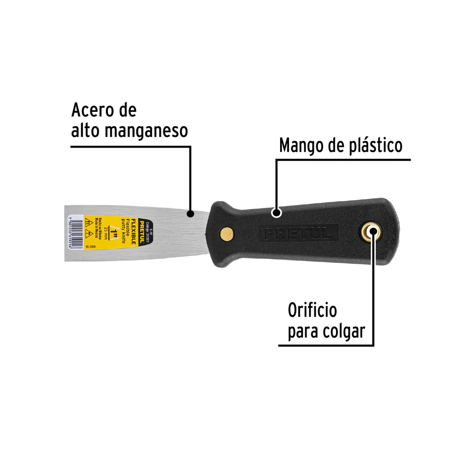Espátula flexible 1' con mango de plástico, Pretul Caja con 6, 20322