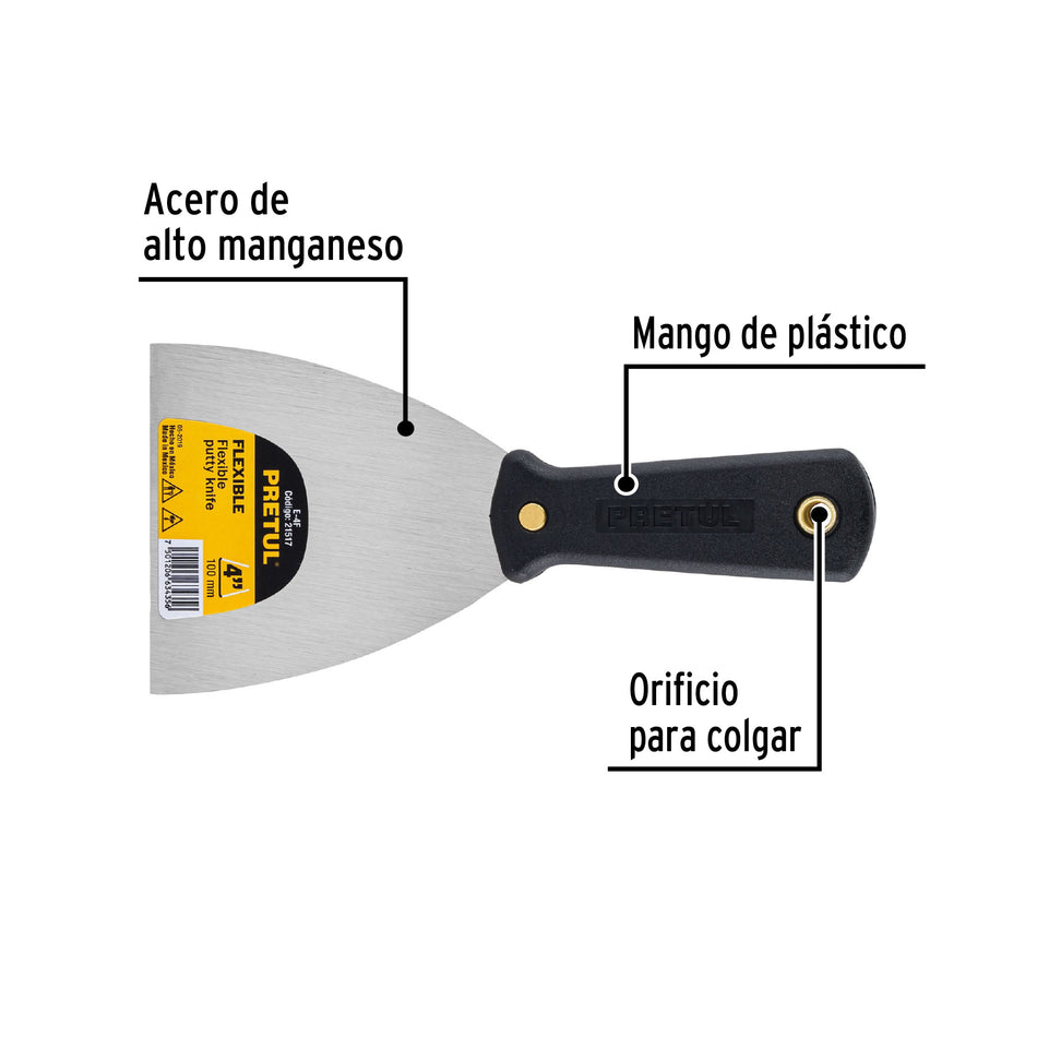 Espátula flexible 4' con mango de plástico, Pretul Caja con 6, 21517