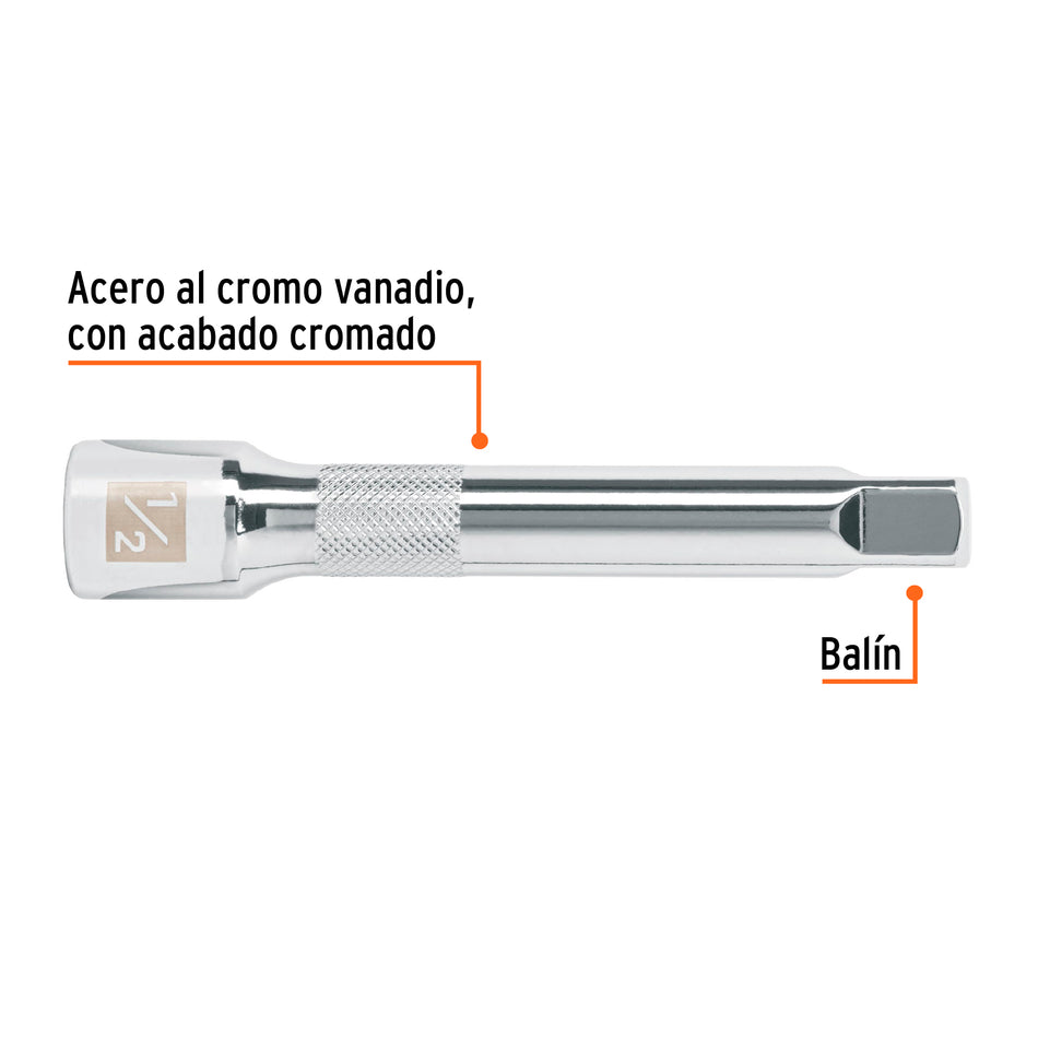 Extensión cuadro 1/2' para matraca, largo 5', Truper Caja con 6, 13416