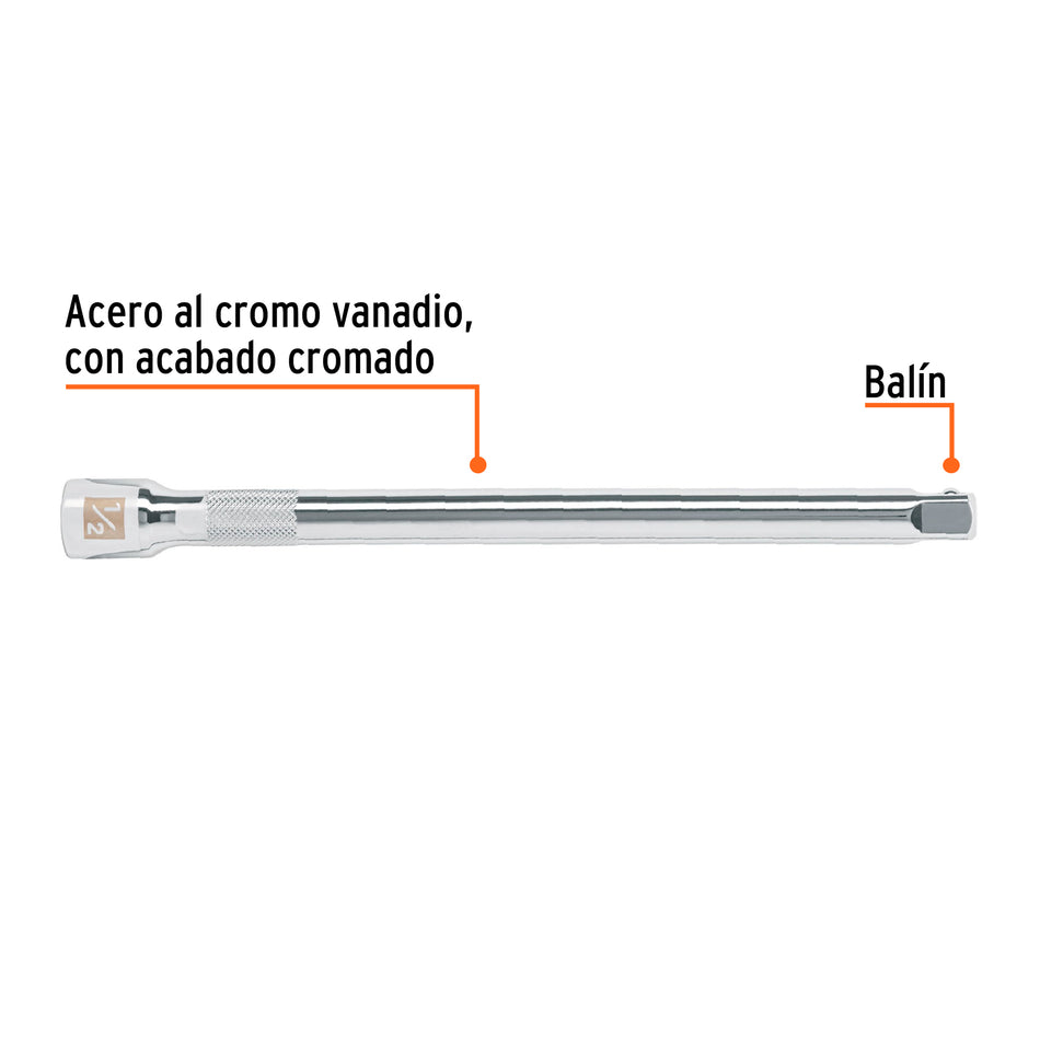 Extensión cuadro 1/2' para matraca, largo 10', Truper Caja con 6, 13418