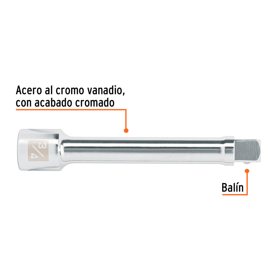 Extensión cuadro 3/4' para matraca, largo 8', Truper Caja con 2, 13904