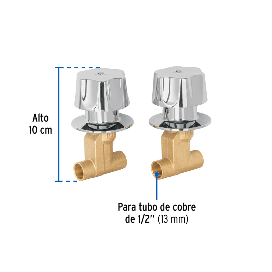 Juego llaves empotrar soldables, maneral metálico, Basic Caja con 4, 49801