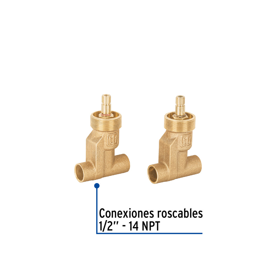 Juego llaves empotrar soldables, 1/4 vuelta, s/maneral,Foset Caja con 2, 49600