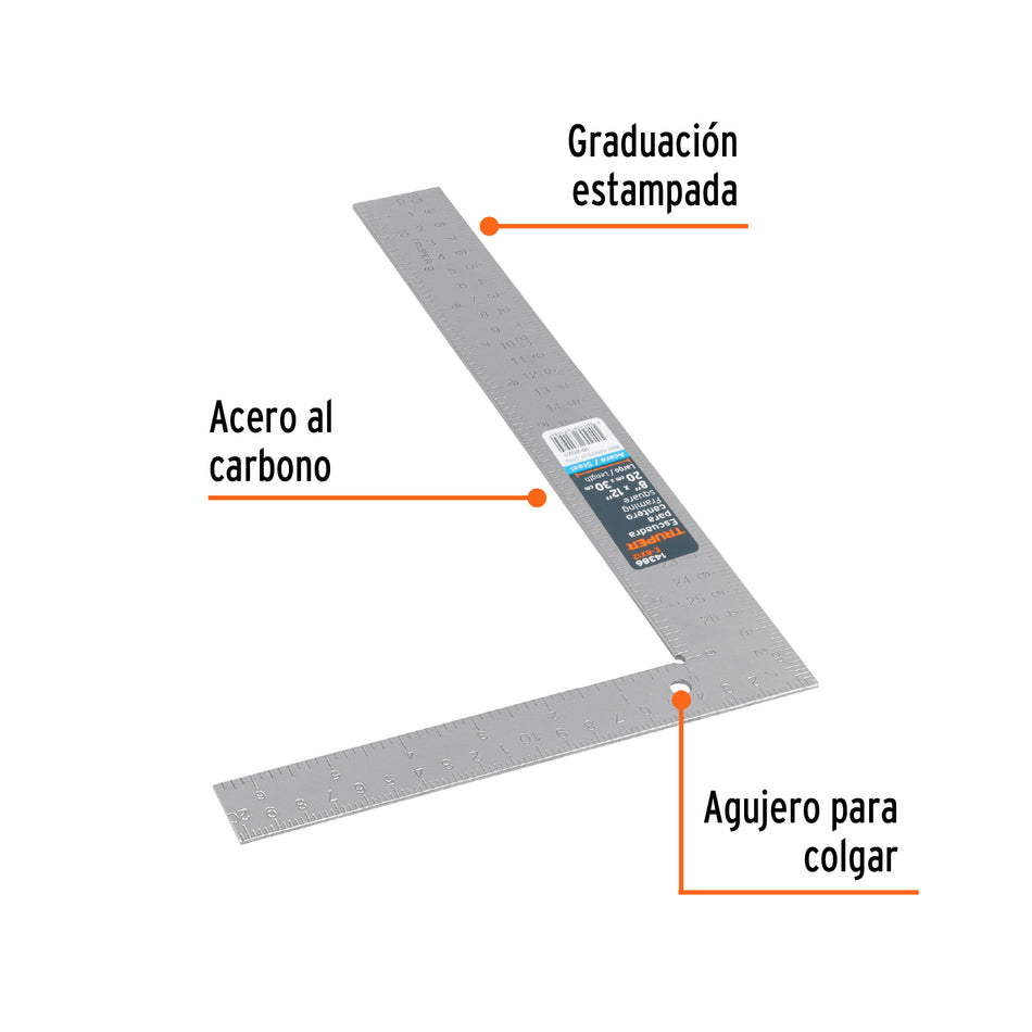 Escuadra 8'x12' de acero para cantero, Truper Caja con 5, 14386