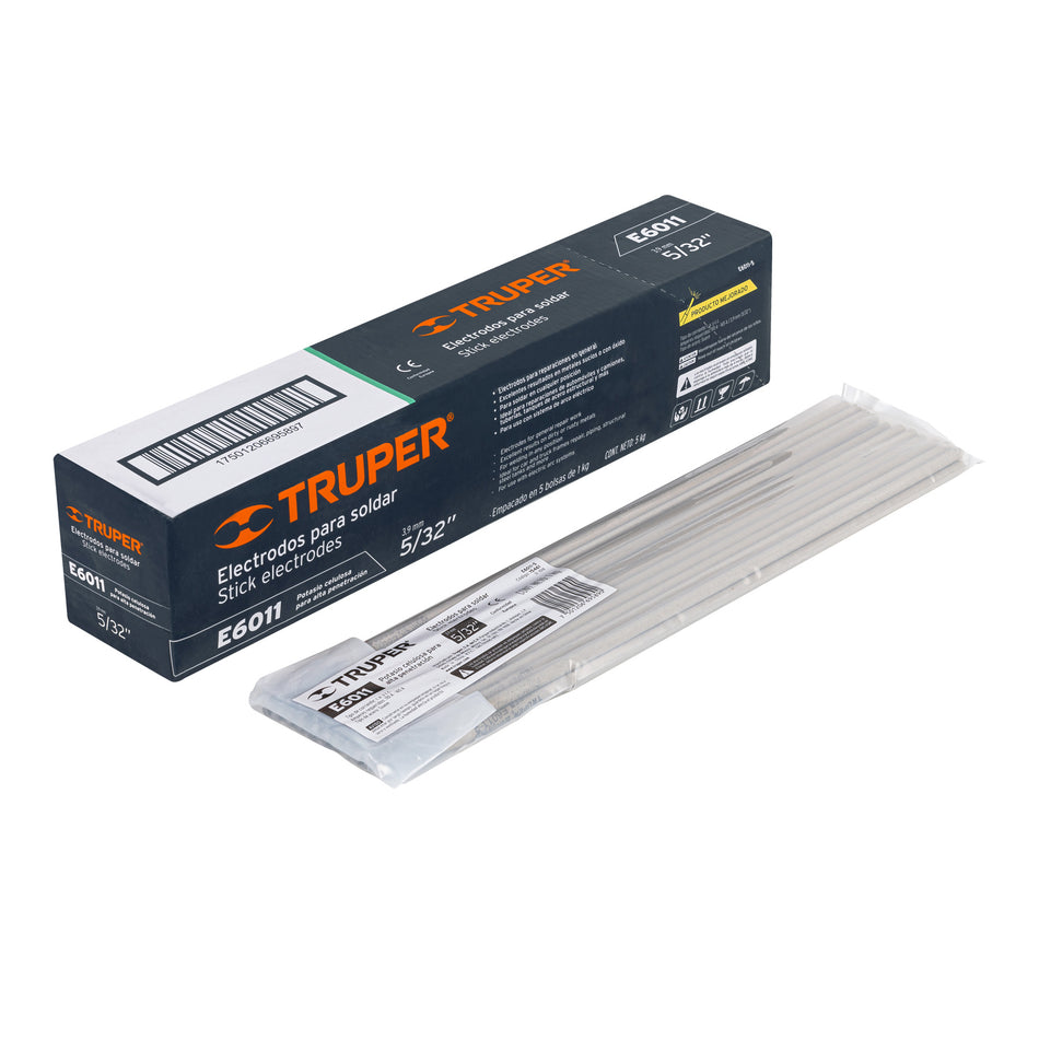 Bolsa con 1 kg de electrodos 6011 de 5/32', Truper Caja con 5, 15461