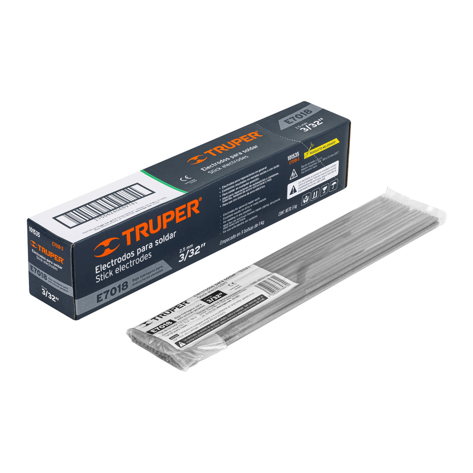 Bolsa con 1 kg de electrodos 7018 de 3/32', Truper Caja con 5, 101535