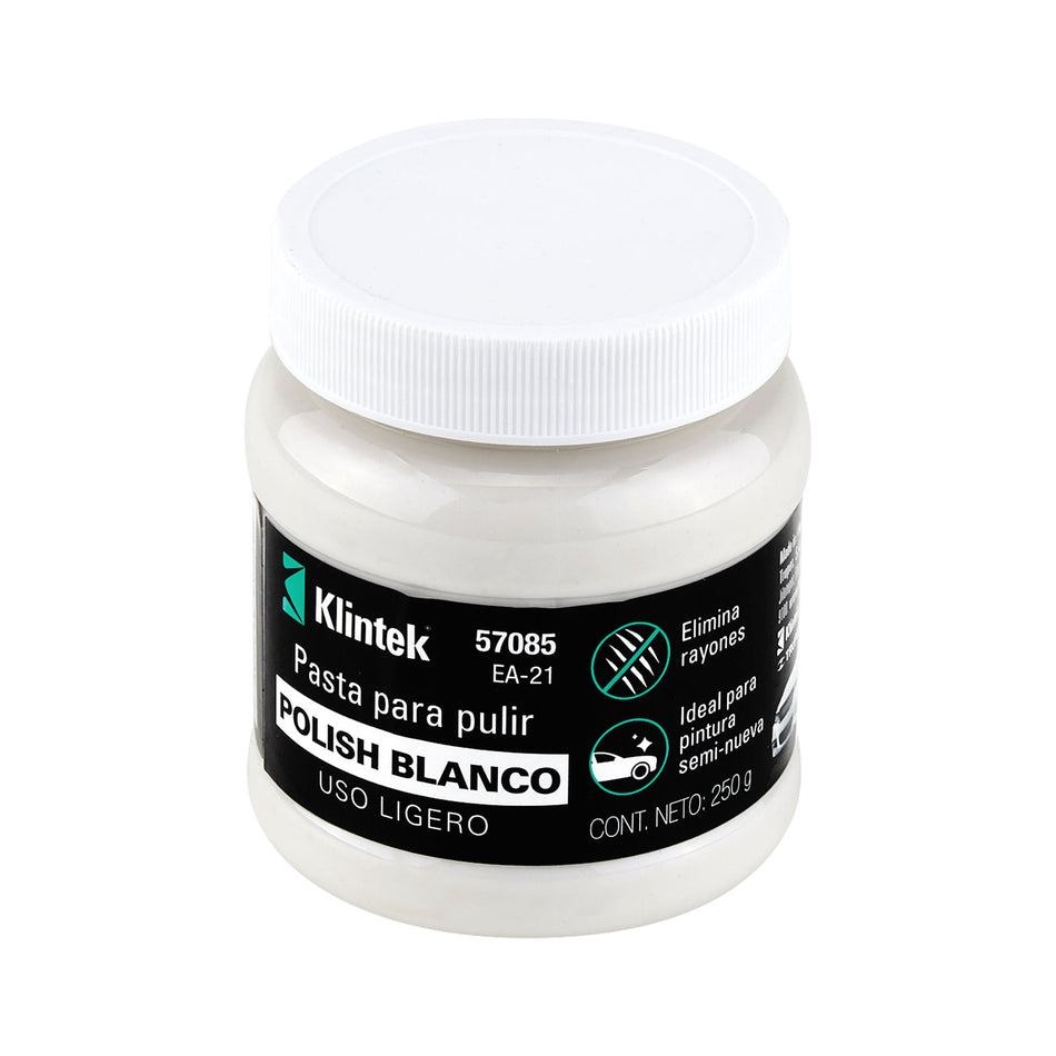 Polish en pasta blanca para auto, 250 g, uso ligero, Klintek Caja con 6, 57085