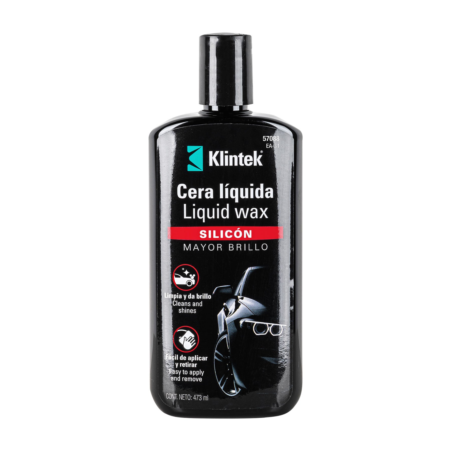 Cera líquida de silicón para auto, 473 ml, Klintek, 57088