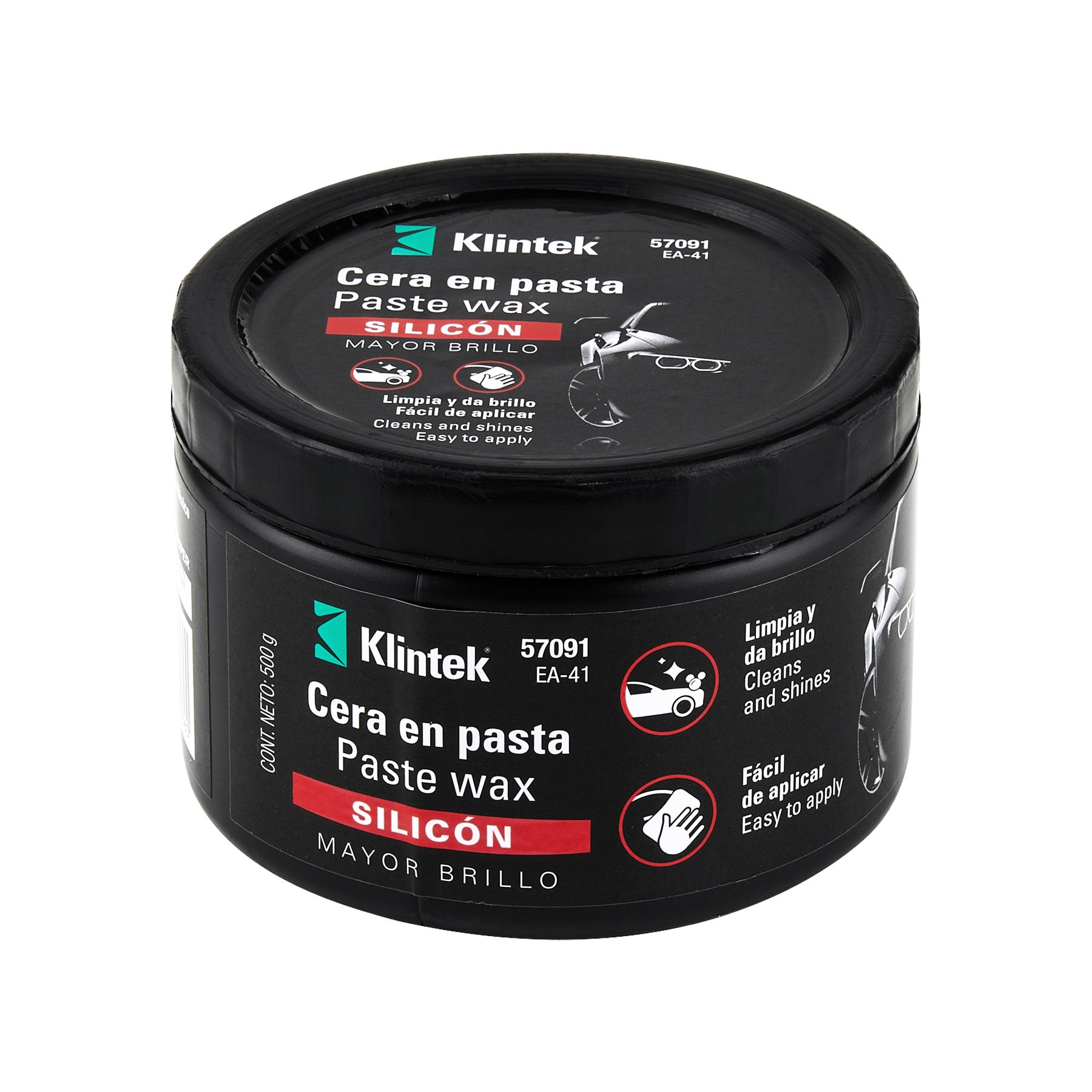 Cera en pasta de silicón para auto, 500 g, Klintek, 57091