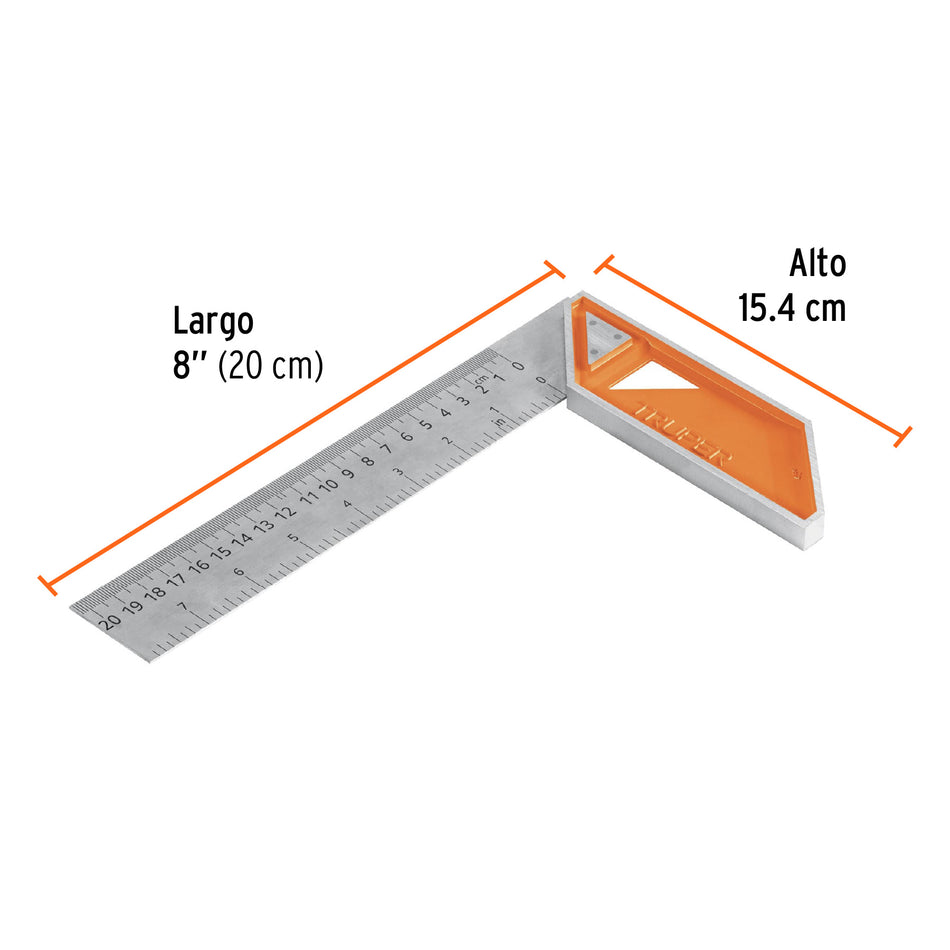 Escuadra 8' para carpintero con mango 100% de aluminio Caja con 6, 14372