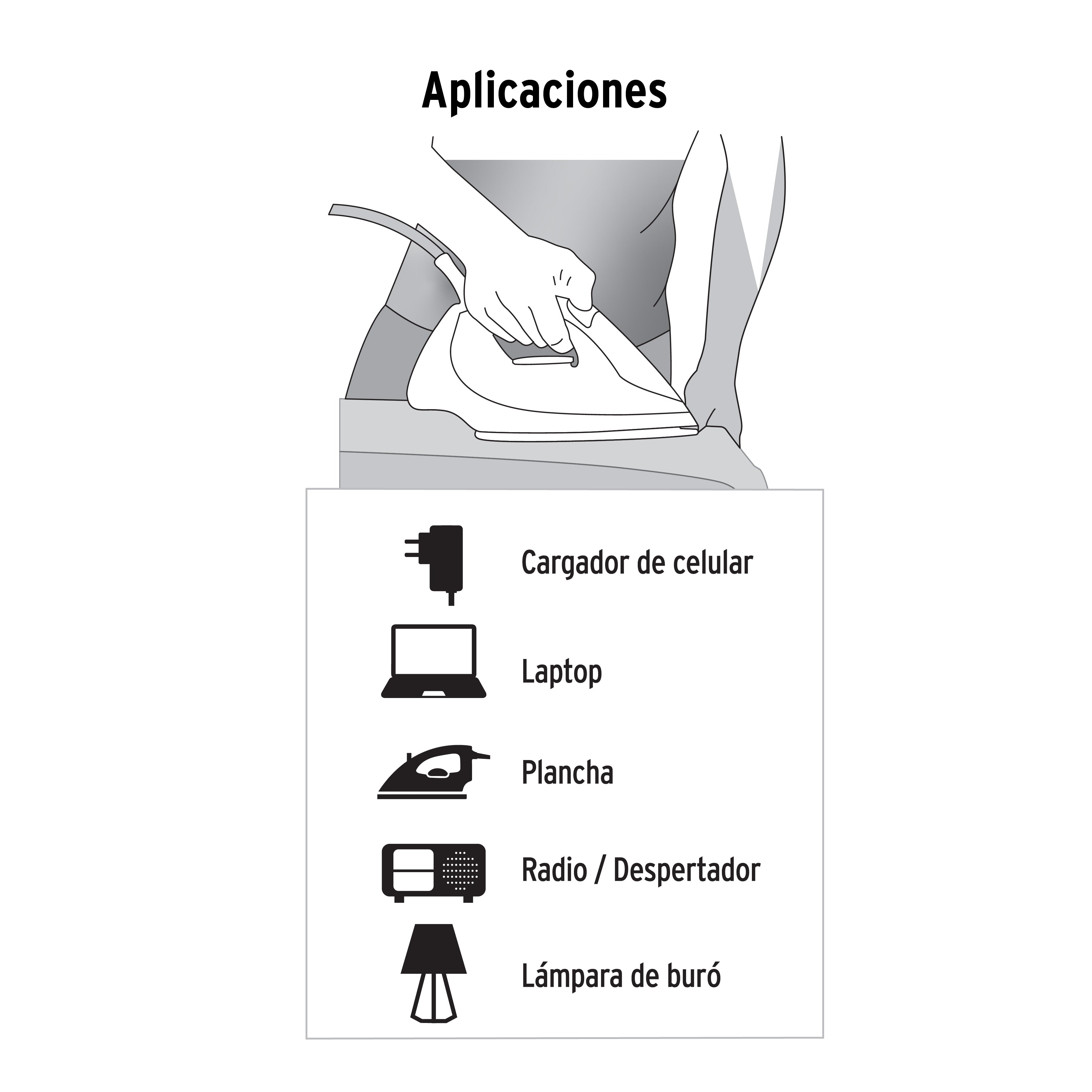 Extensión eléctrica doméstica 2 m clavija plana, blanca, 48000